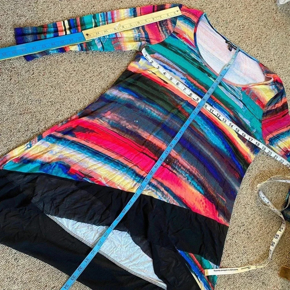 Cable & Gauge Artsy Art To Wear Summer Stretchy Comfortable Hi low Top Women XL - Picture 3 of 6